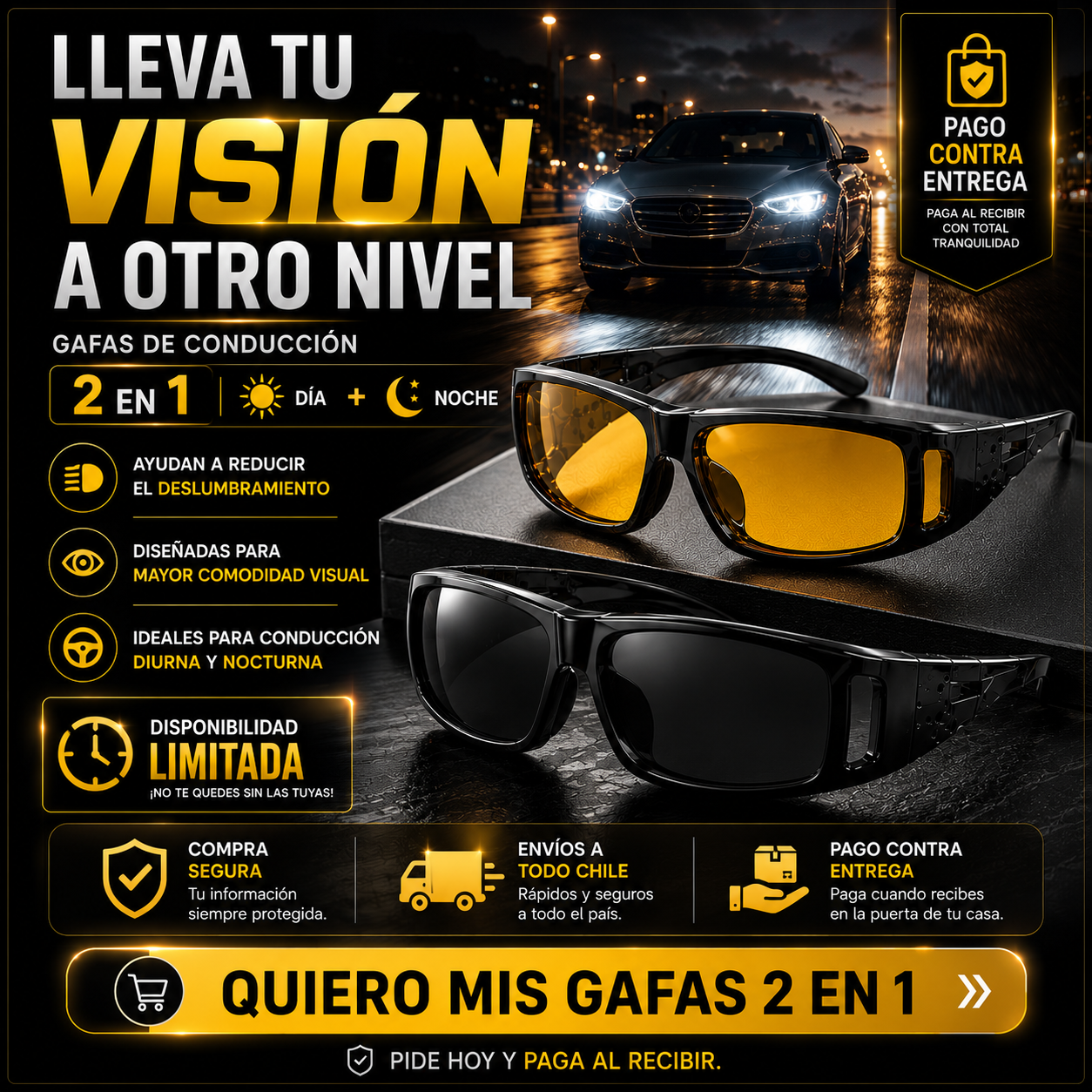 HD VISION - Gafas De Conducción 2x1 Dia Y Noche